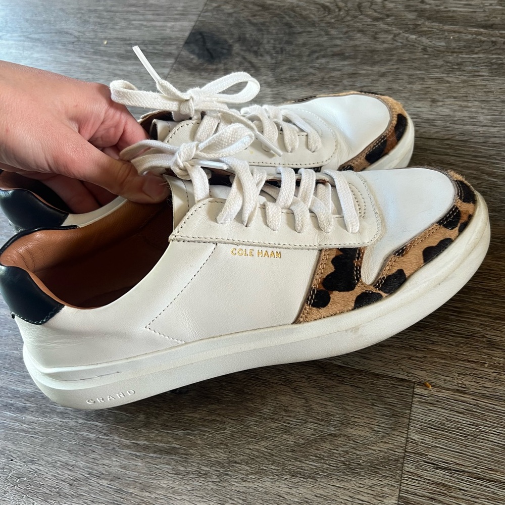Cole Haan | White and Leopard Sneakers | 8